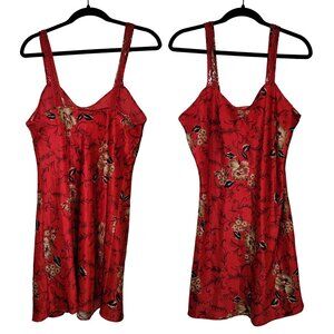 Vintage Red Floral Silk Lingerie Expressions by California Dynasty, Women's XL